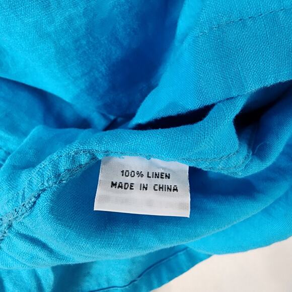 Island Importer Shirt Mens Large 100% Linen Coastal Resort Beach Button Long Slv - Picture 9 of 9